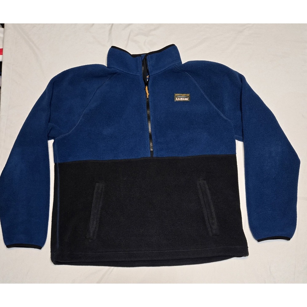 LL Bean Fleece Mens X-Large Dk Gray Blue Pullover Mountain Half Zip Cozy Luxe
